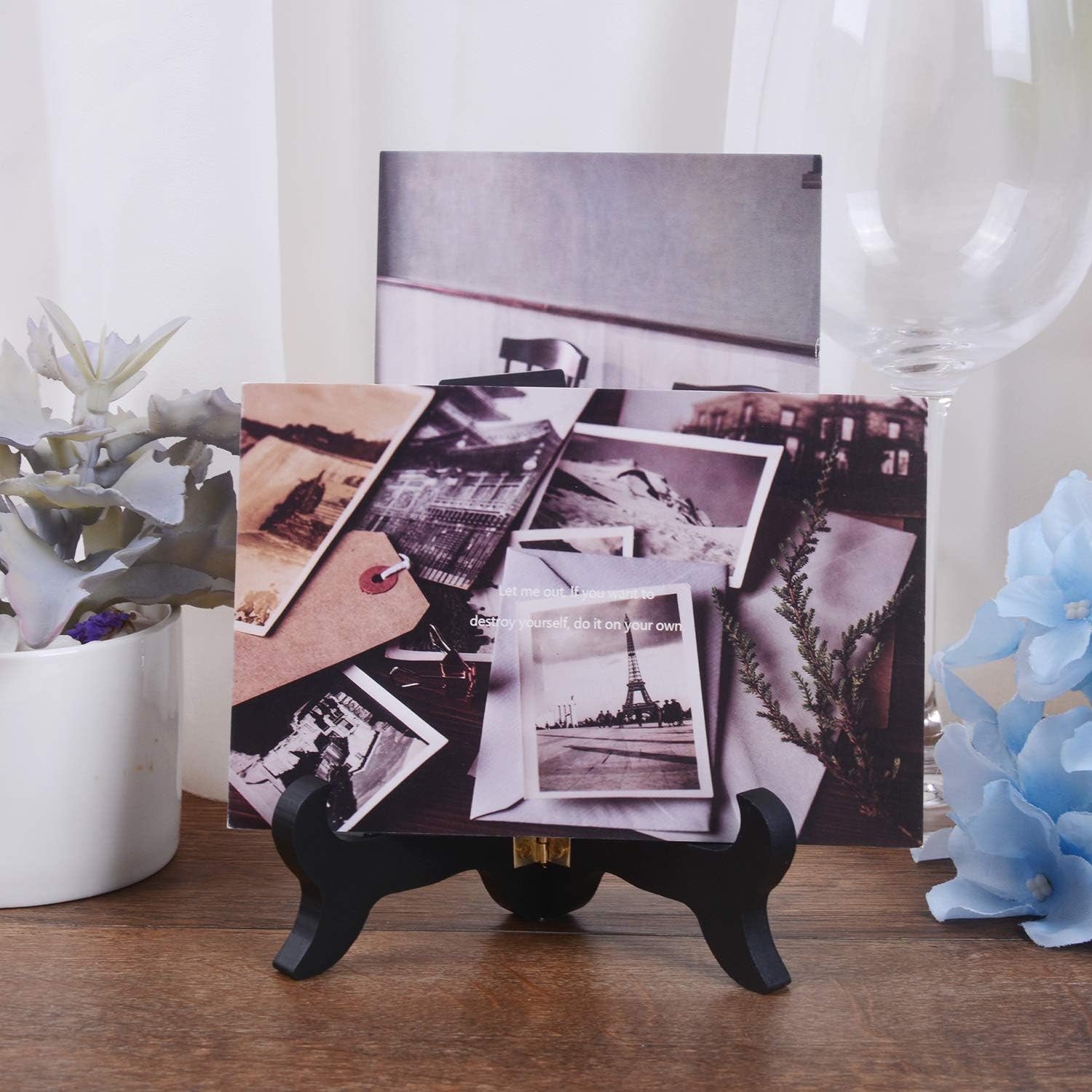 Wooden Display Stands Foldable Wood Easel Stands / Black / 5 Inch / Set of 6