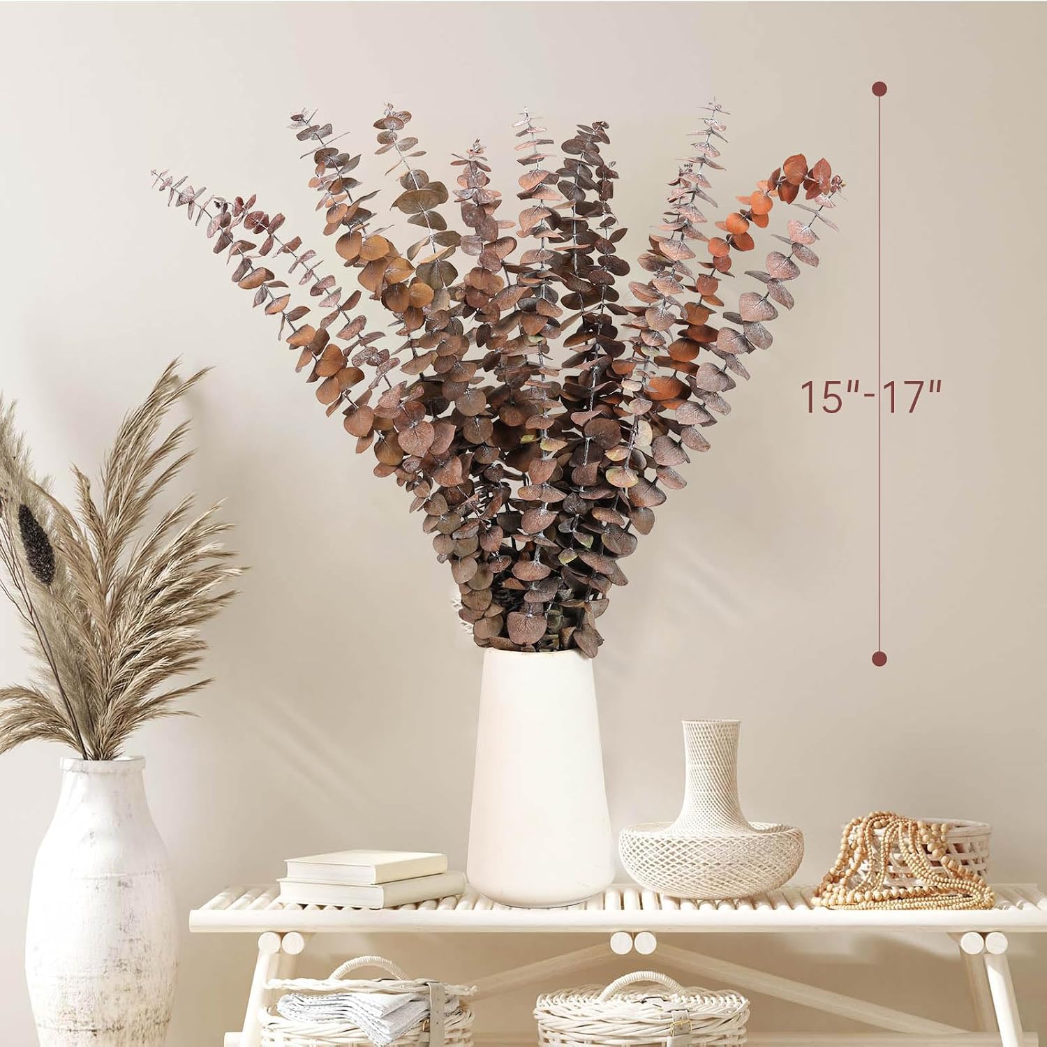 17'' Fresh Eucalyptus Leaves Branches Hanging for Shower / Natural / Set of 16