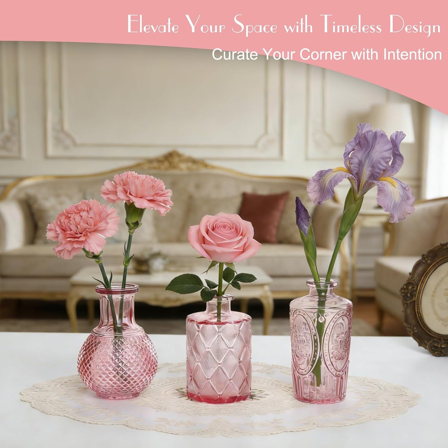 Glass Vase / Petal Petite Middle Glass Bud Vase / Pink / Set of 12