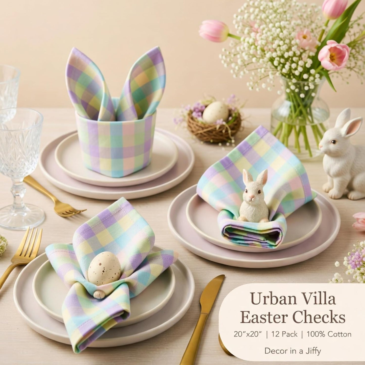 Urban Villa Cloth Napkins Cotton 20x20 (Set of 12) Lagyp