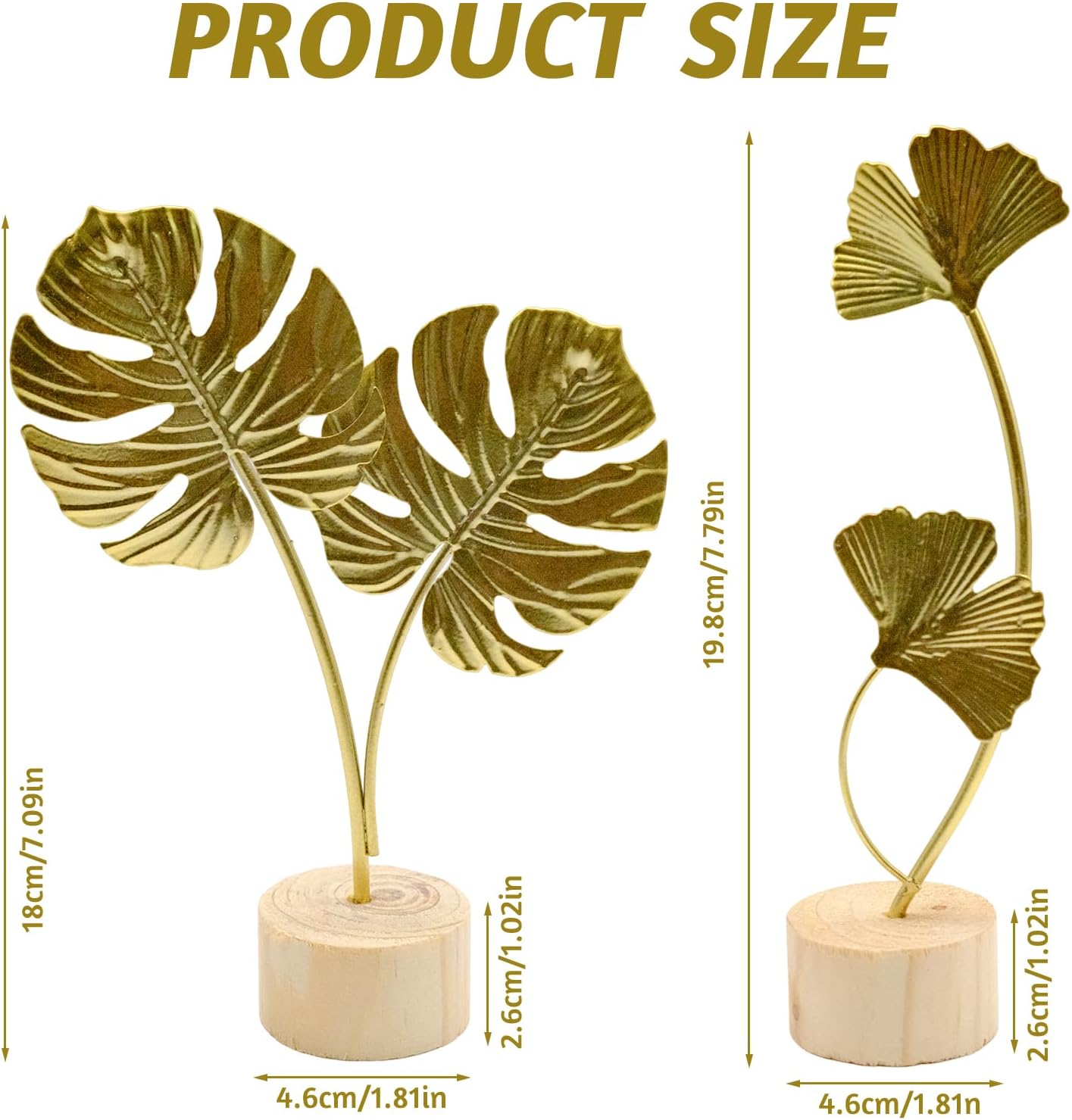 Metal Decor Statues / Gold / Set of 2