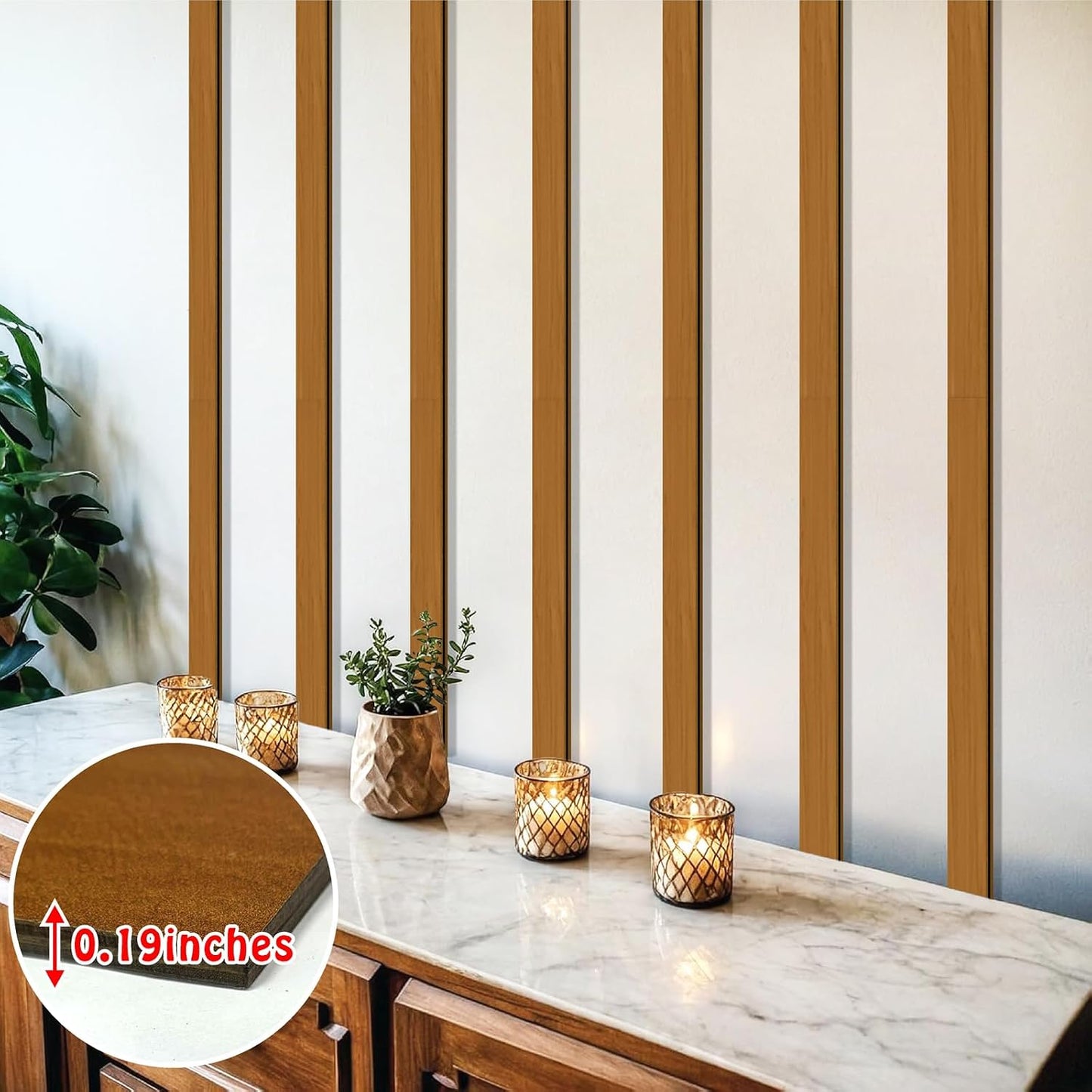 Large Rustic Wooden Wall Decor Striped Art Decoration Geometric Line Art / Wooden Brown / Set of 14