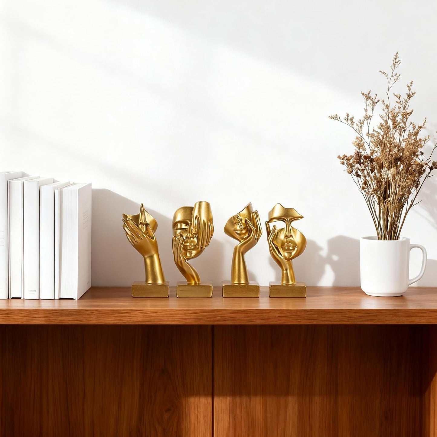 Abstract Thinker Figurine / Gold / Set of 4