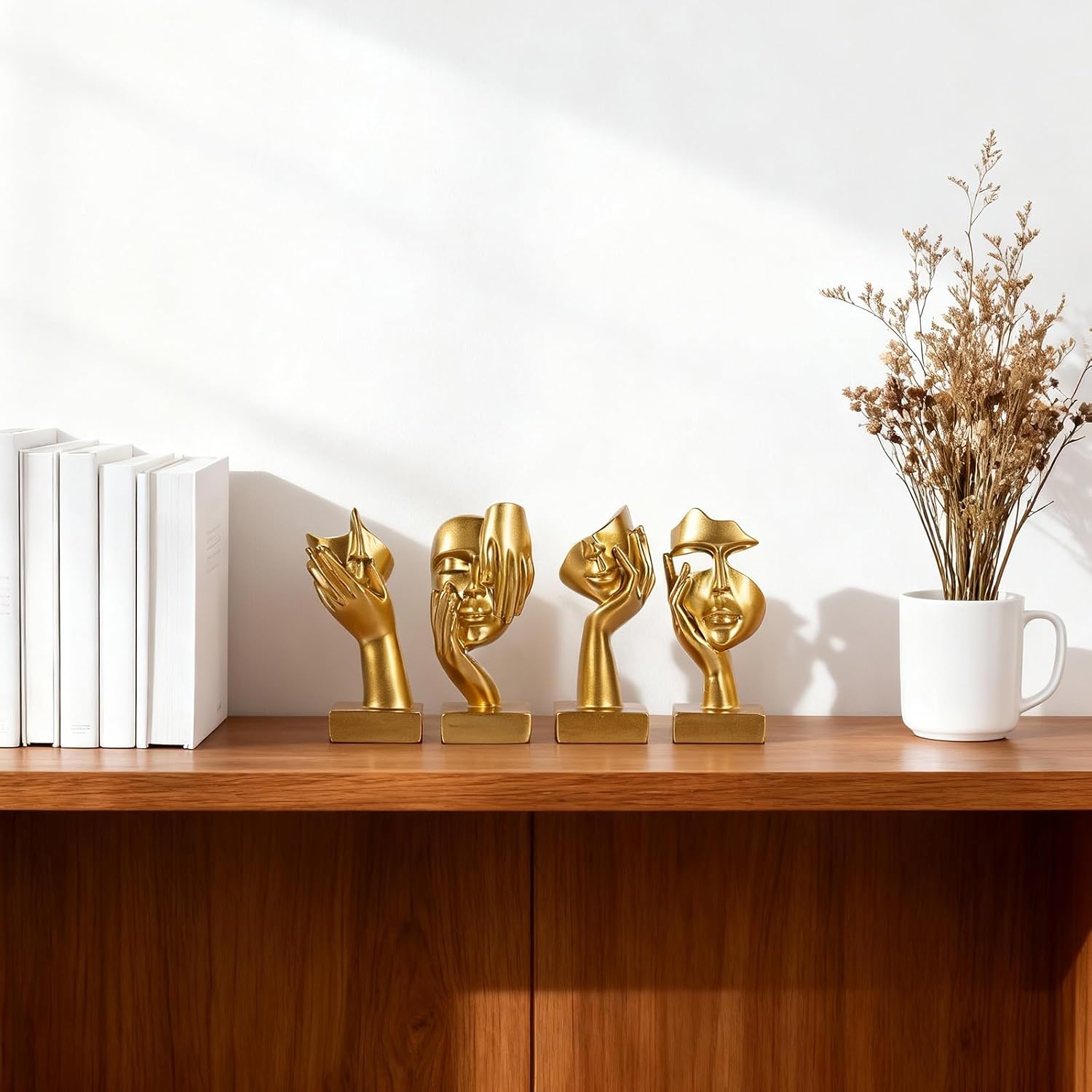 Abstract Thinker Figurine / Gold / Set of 4