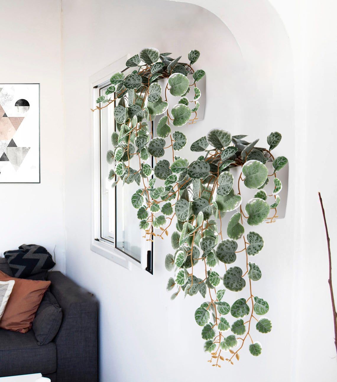 Semicircle Wall Mount Planter Faux / Fake Hanging Plant
