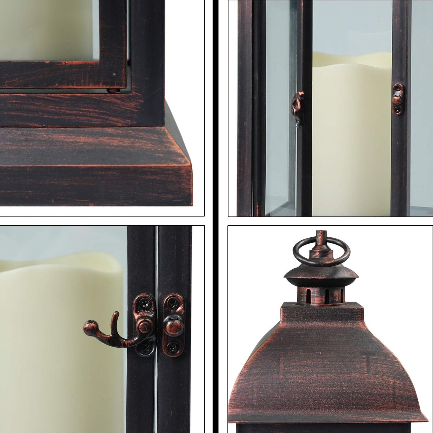 Decorative Lantern with flameless LED Candle Light, Outdoor/Indoor LED Lantern, The Door-Open H16 Decorative