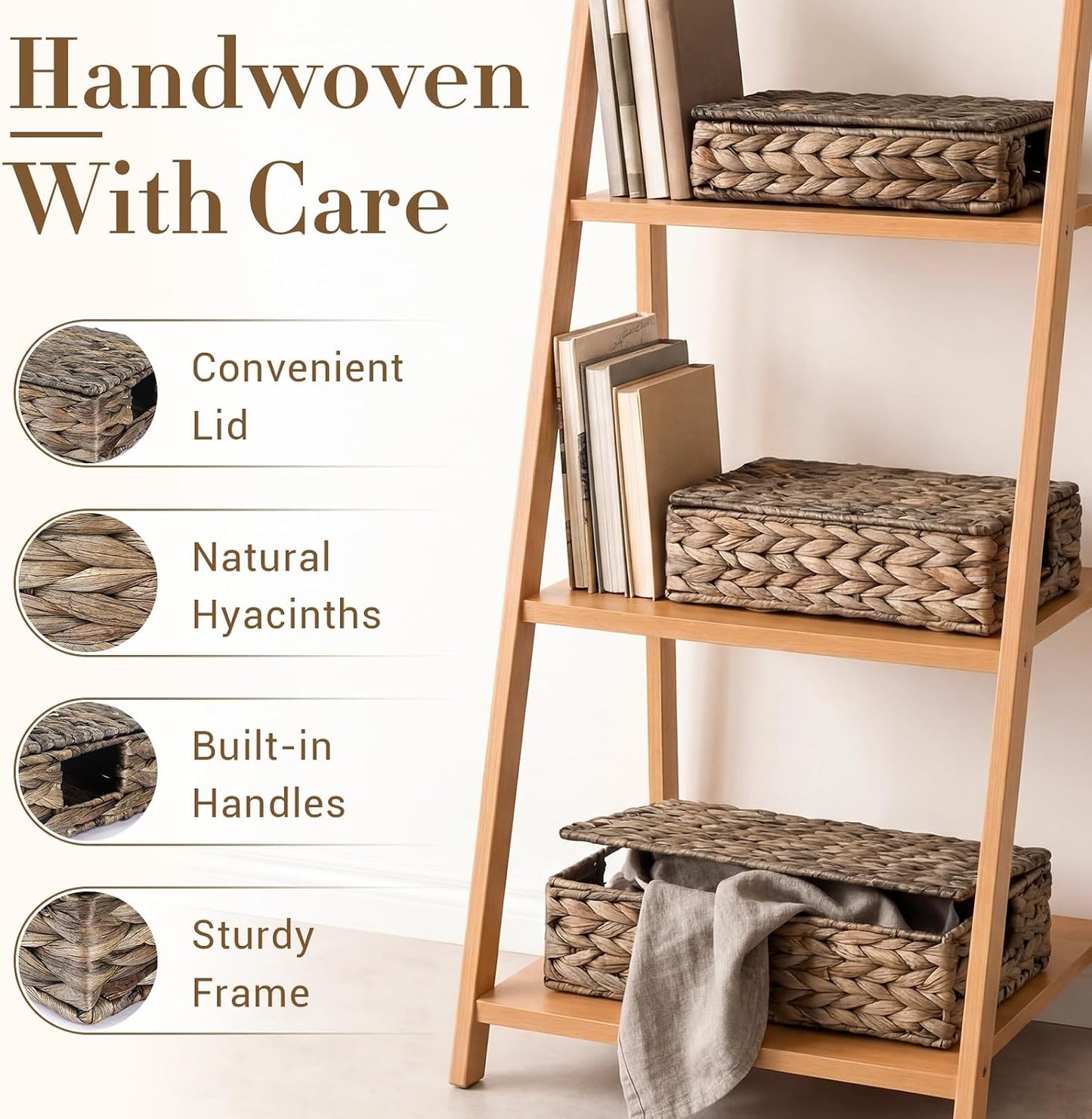 Wicker Storage Baskets / Black / 15.7 x 11 / Set of 3
