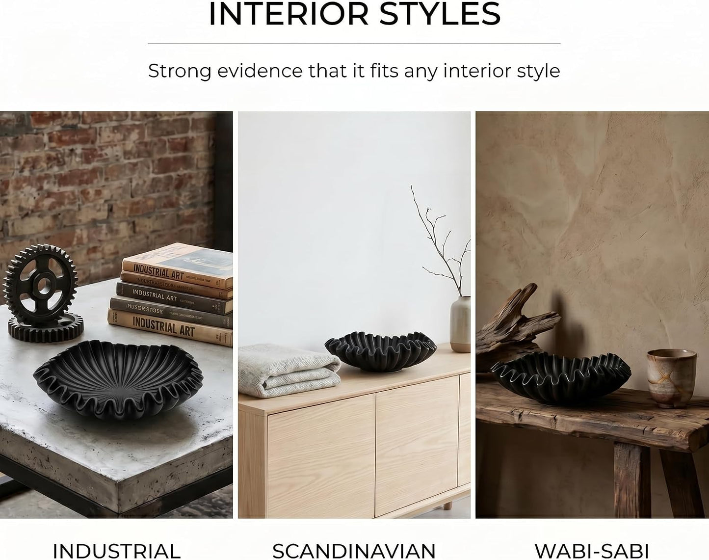Resin Ruffled Bowls / Black