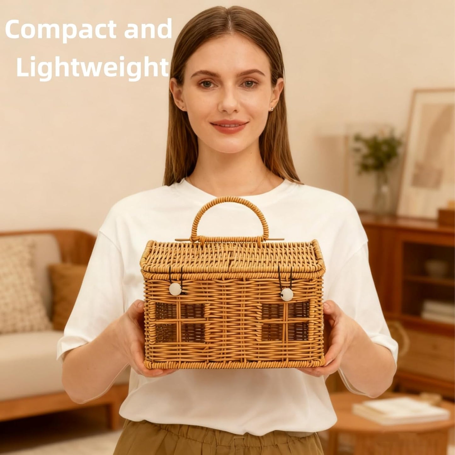 Small Rattan House Shaped Basket