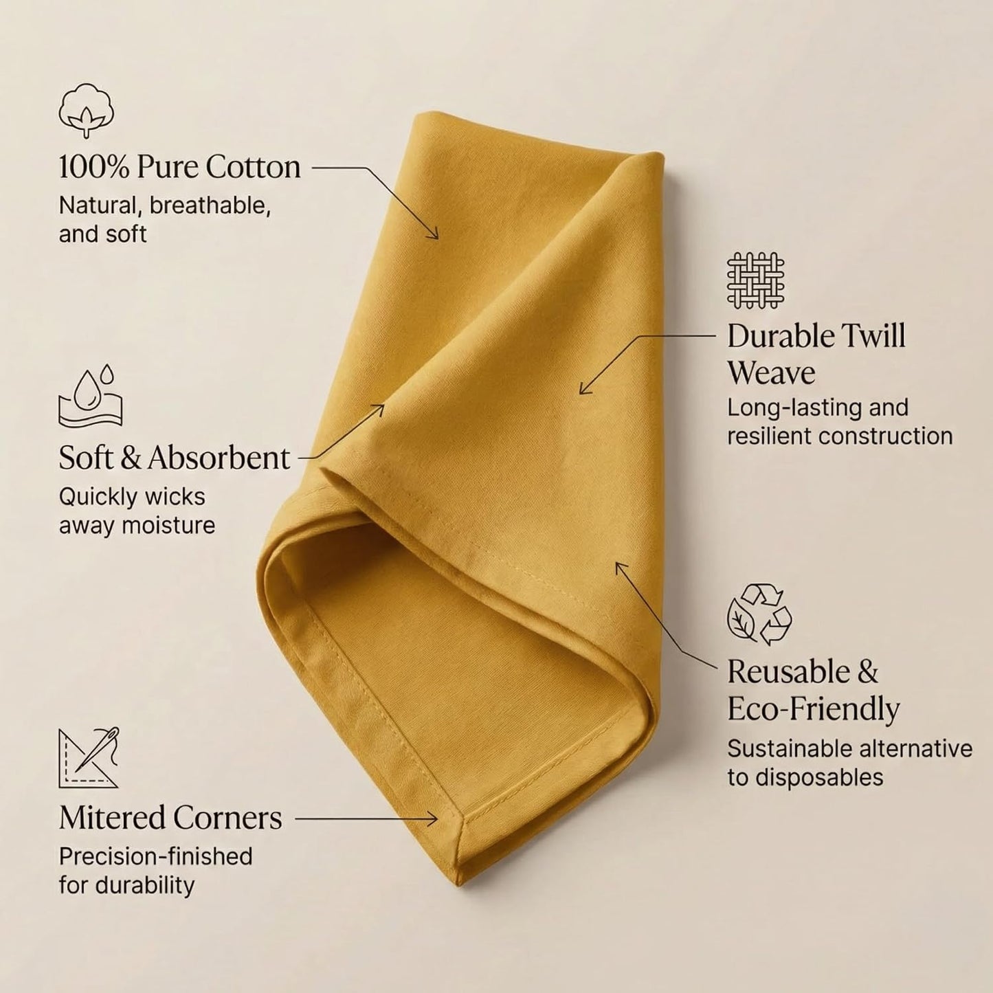 Accent Home 100% Cotton Napkins, Delicate Cloth Napkins for Dinners | 100% Pure Cotton Napkins, Economy Pack, Multi