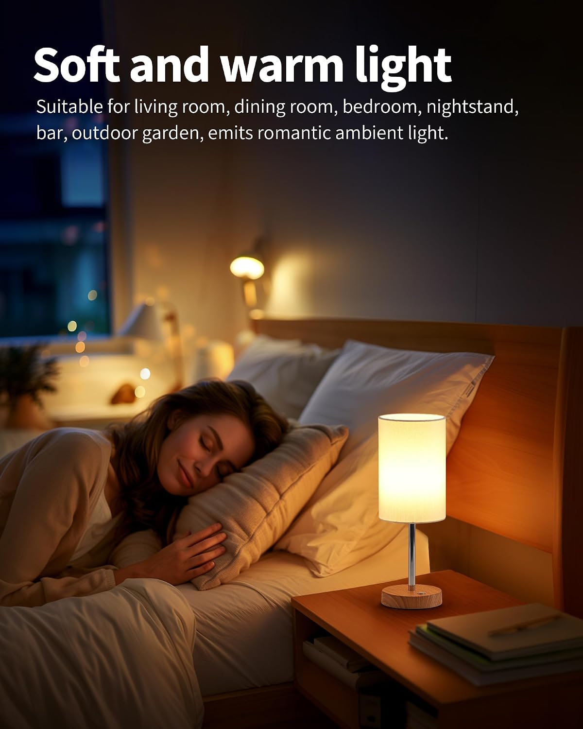 KDG Simple Cordless Table lamp, Portable Bedside 4000mAh LED Desk Lamp | Chrome / Wood-Grain, 3 Brightness Levels