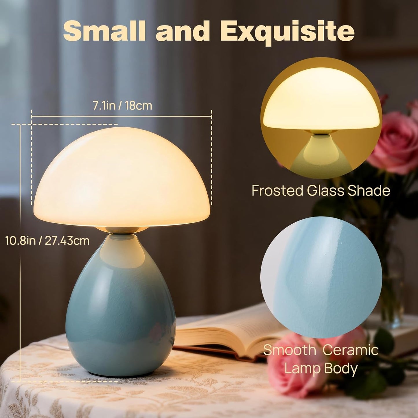 Small Lamp / Mushroom Table Lamp / Blue