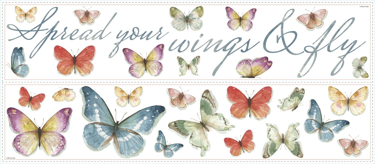 RMK3263SCS Lisa Audit Butterfly Quote Peel and Stick Wall Decals