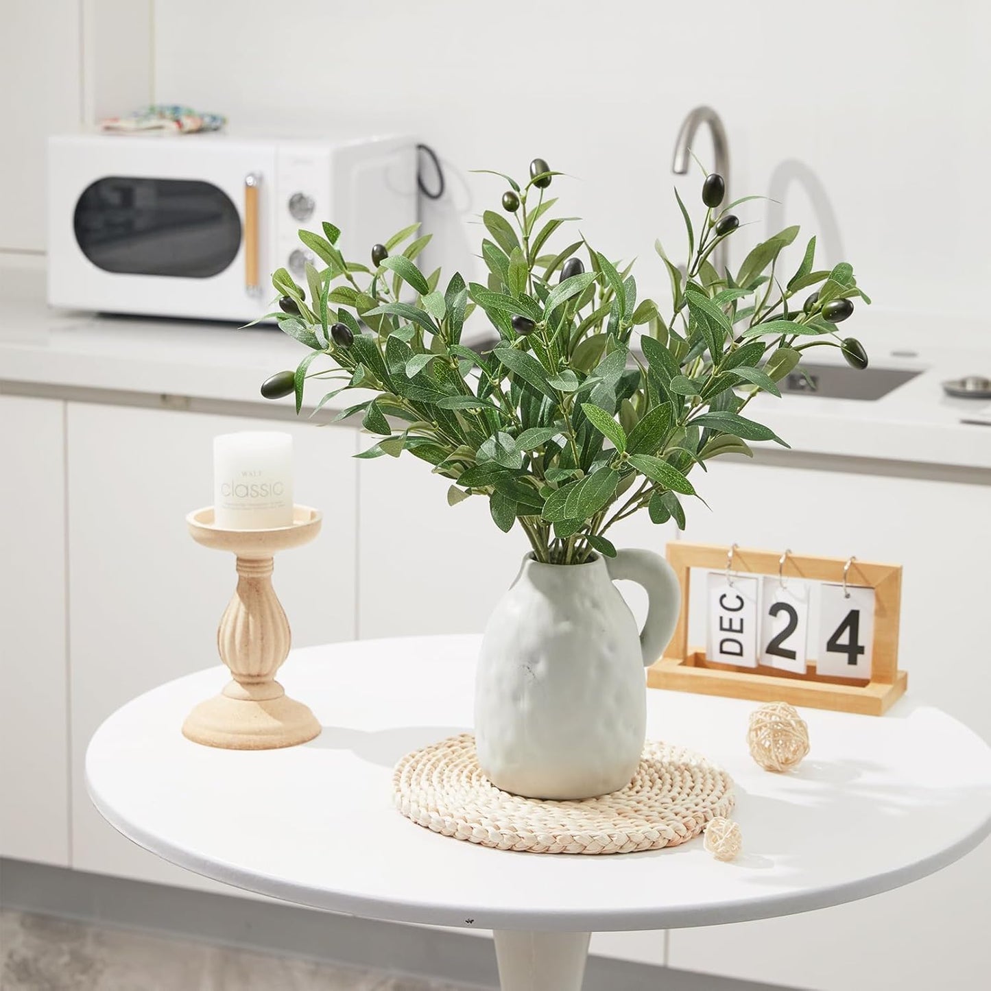 Faux Olive Branches for Vase Fake Plants / Green / Set of 5