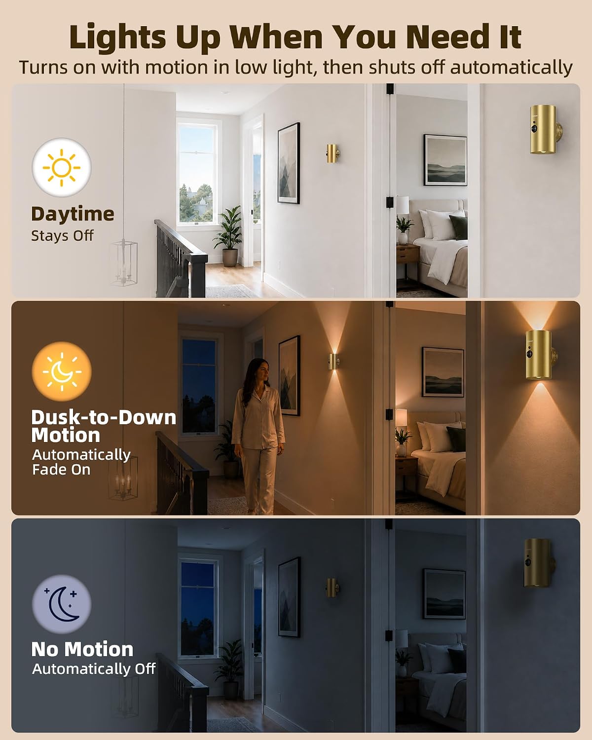 EZVALO Motion Sensor Wall Sconces, Rechargeable Battery Operated 4000mAh Wall Lights, 3 Color Temperatures & 12 RGB