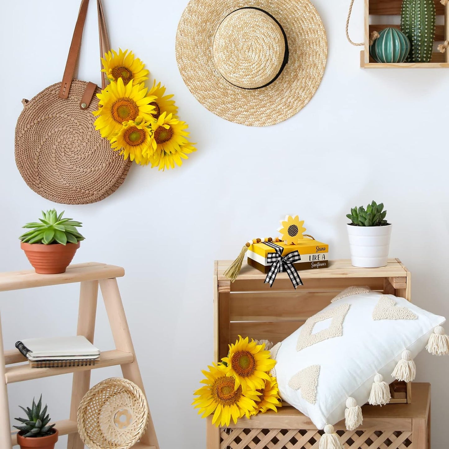 Ribbon Truck Wood Book Stack Table / Sunflower / Red