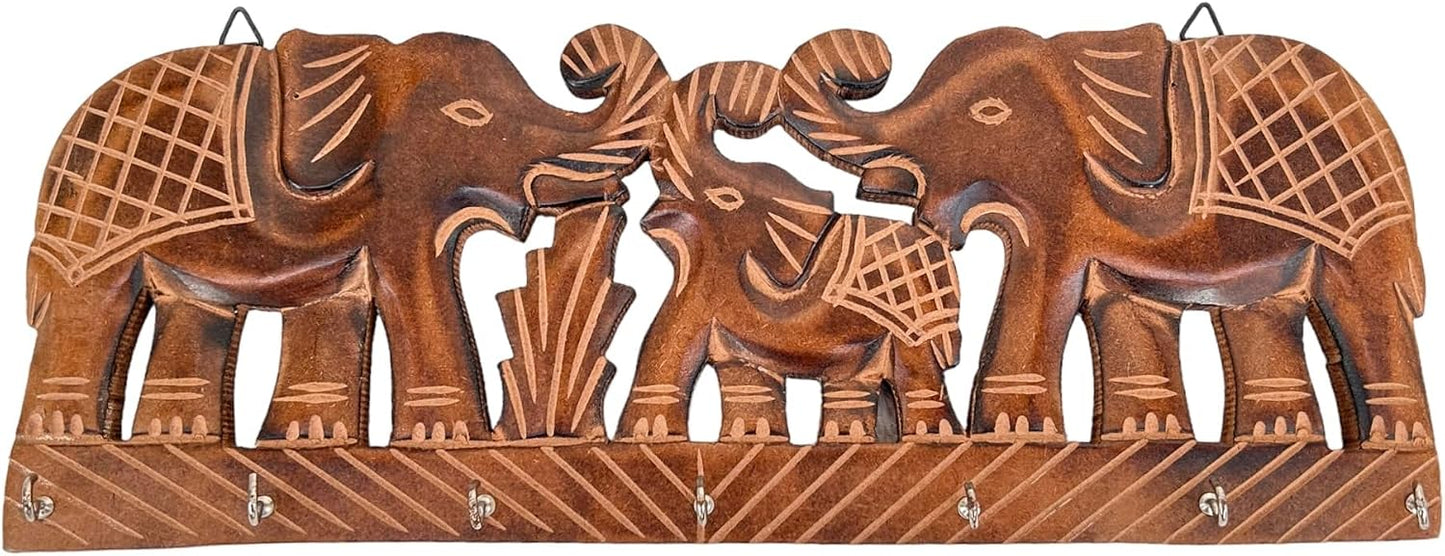 Wooden Key Holder / Brown Elephant