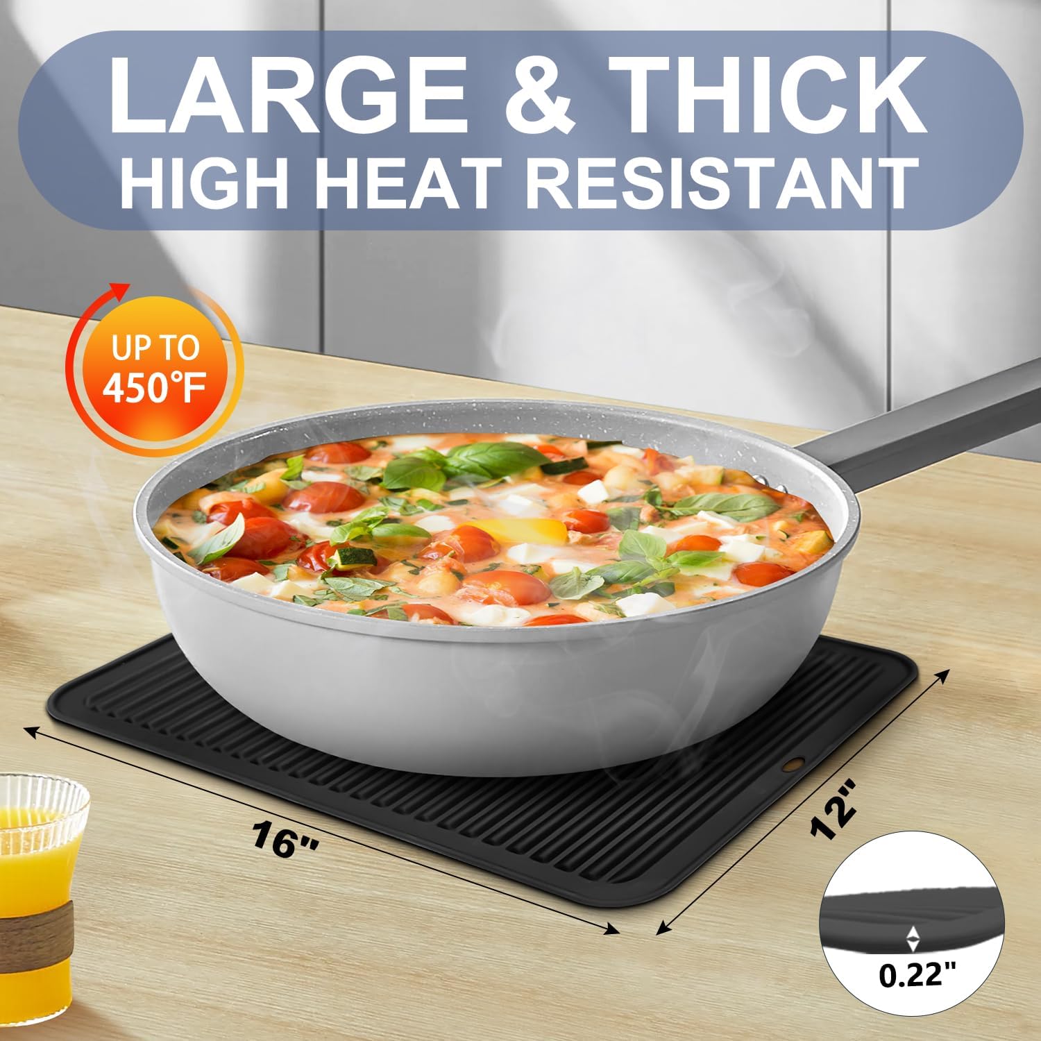 Walfos Large Silicone Trivet 16x12 Inch, Trivets for Hot Pots and Pans, Heat Resistant Pot Holders Hot Pads for Kitchen