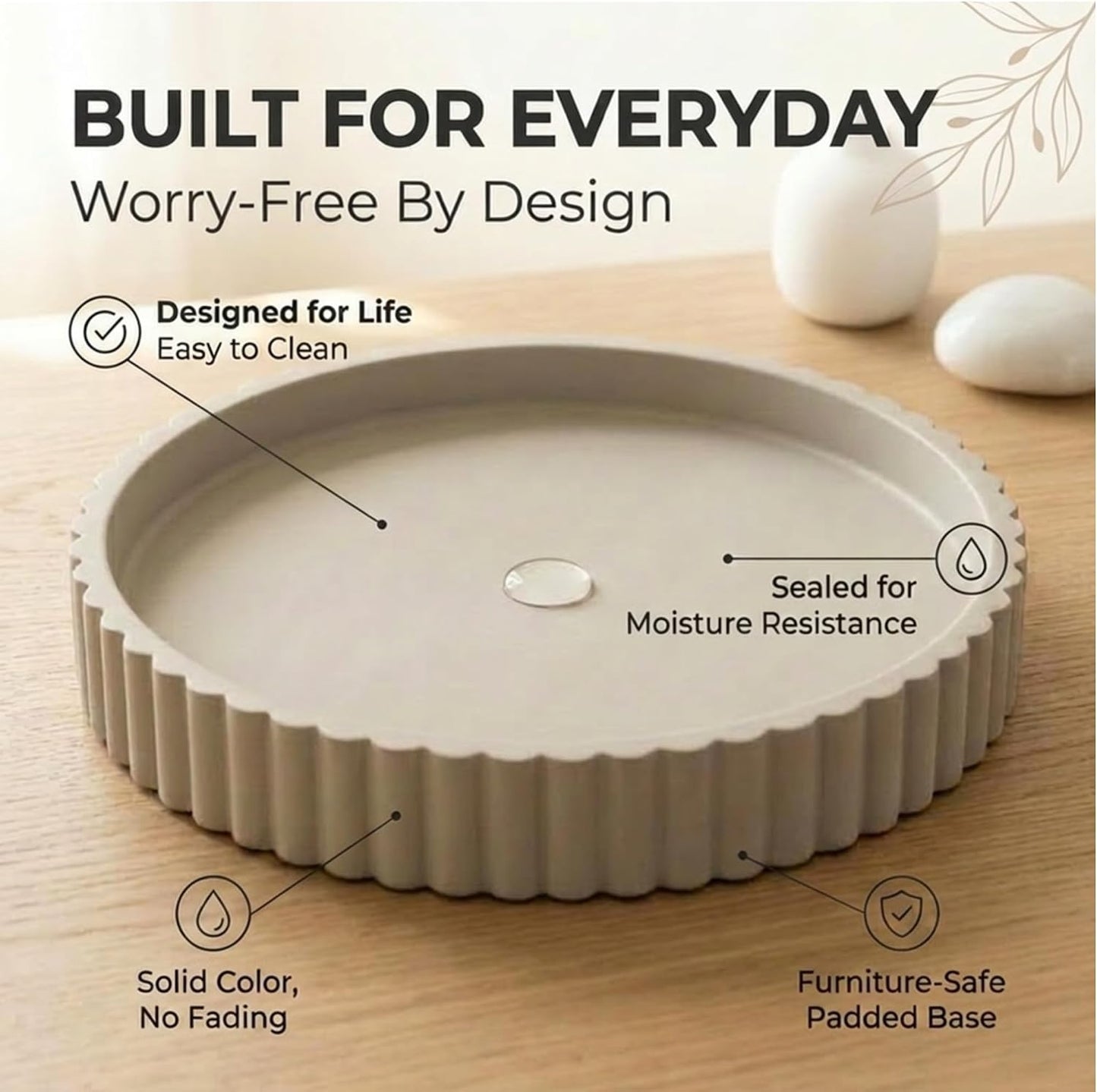 Round Coffee Table Tray / Warm Gray / Set of 13