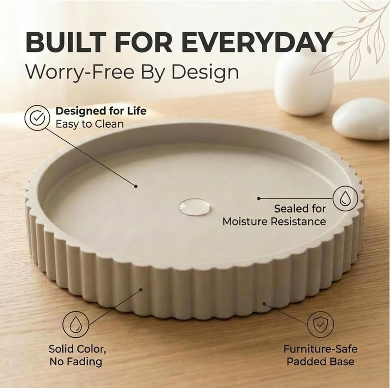 Round Coffee Table Tray / Warm Gray / Set of 13