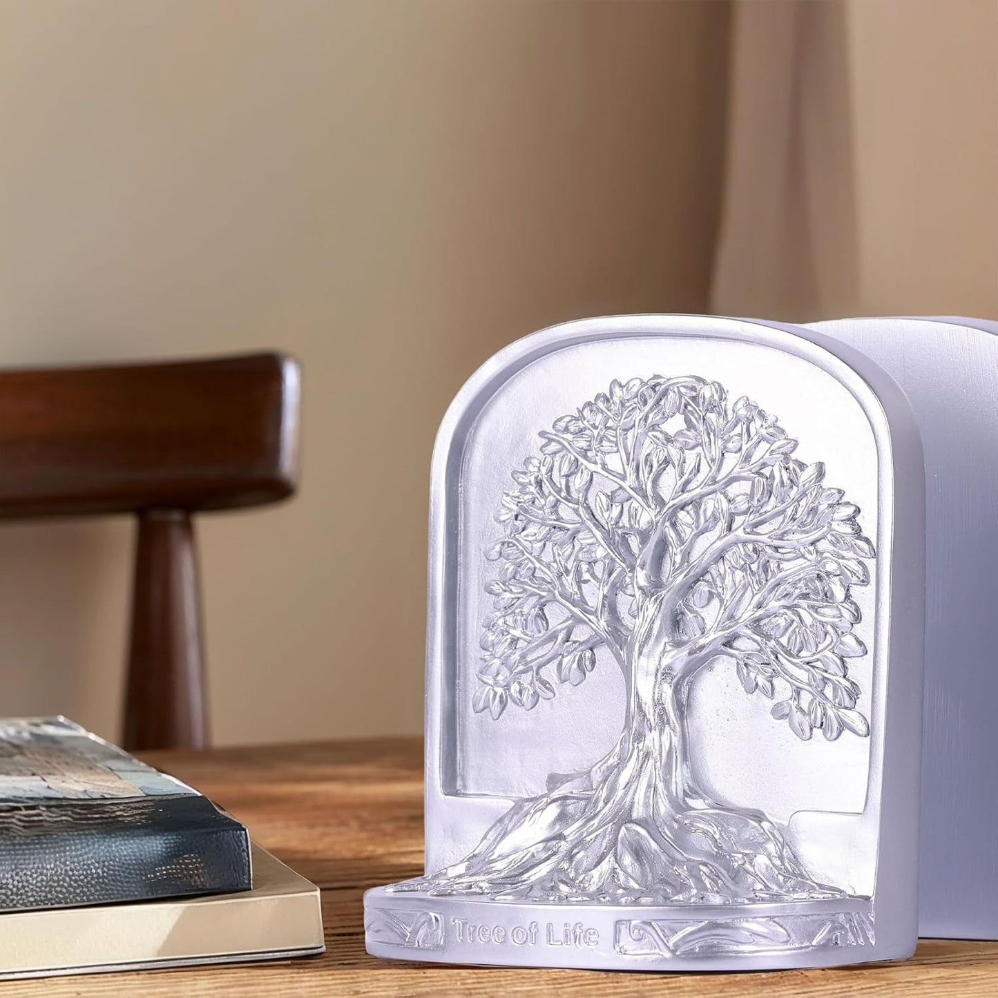 Tree of Life Bookends Set / Silver