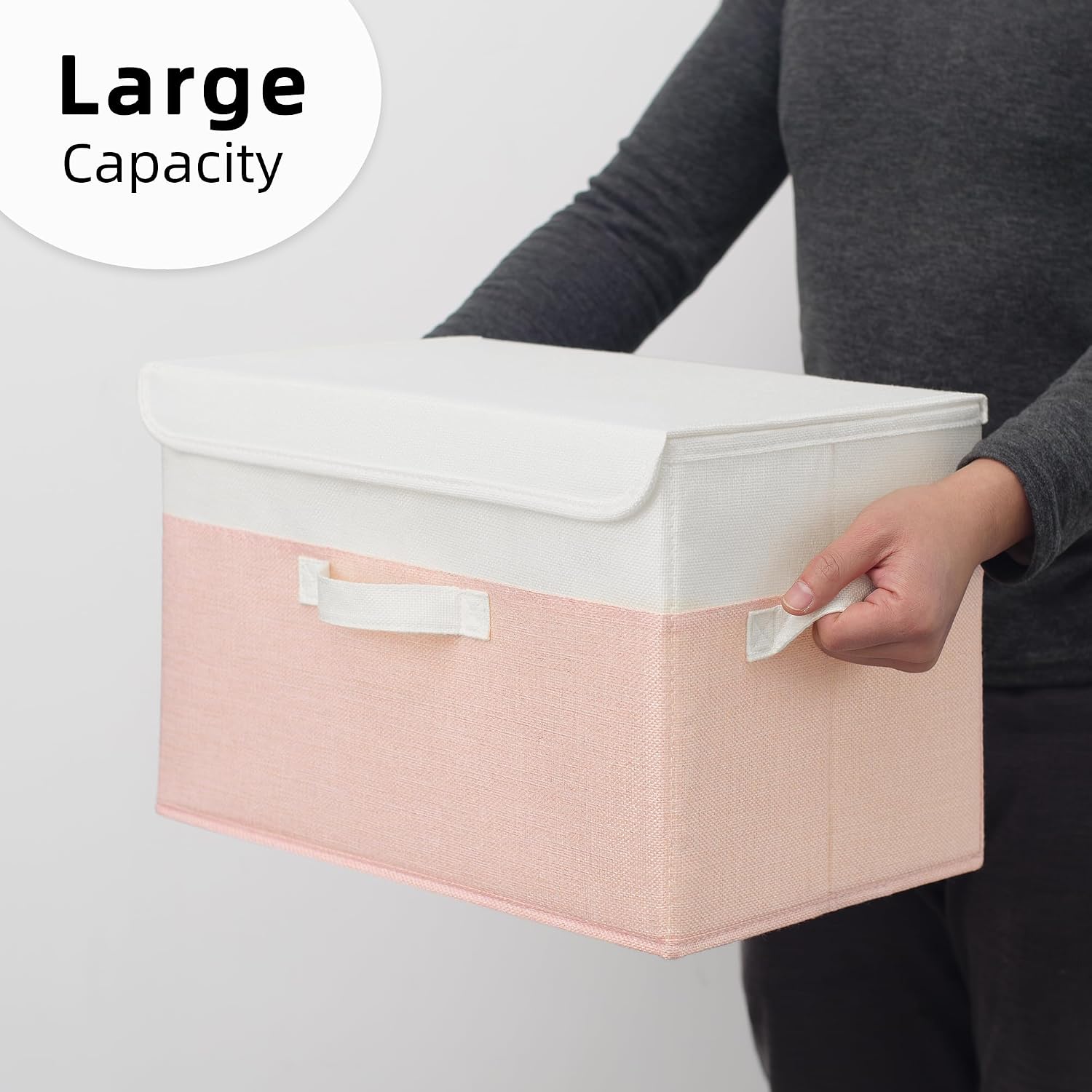 Storage Baskets / Decorative Storage Boxes / White/pink / Large / Set of 2