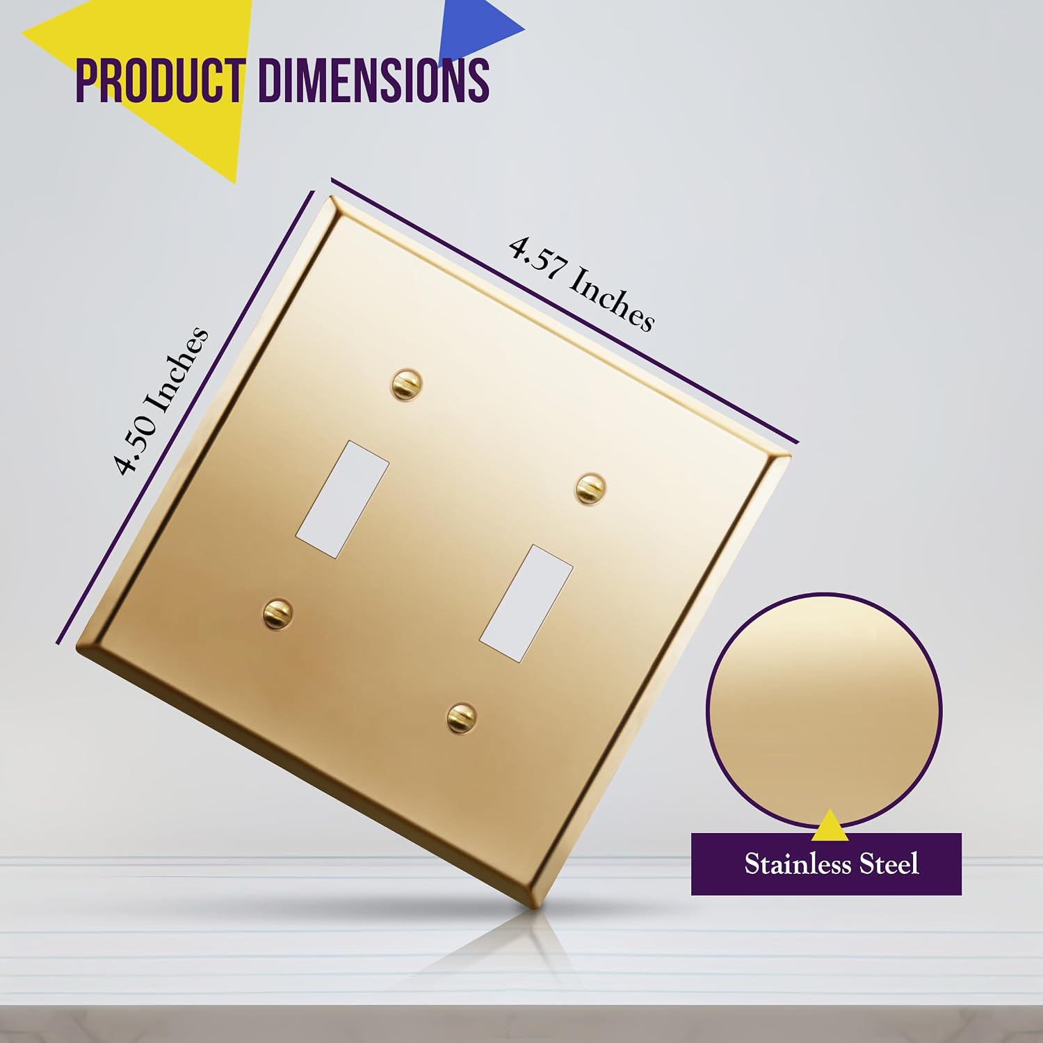 ENERLITES Double Toggle Light Switch Metal Cover, Stainless Steel Wall Plate, Corrosion Resistant, Standard Size 2-Gang