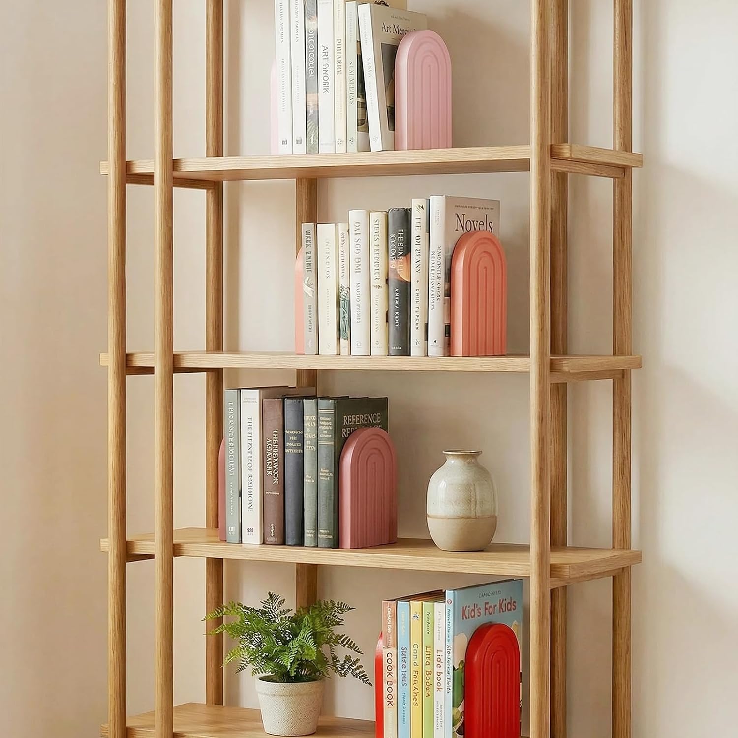 Boho Arch Bookends Bookshelf Decor / Orange / Set of 4