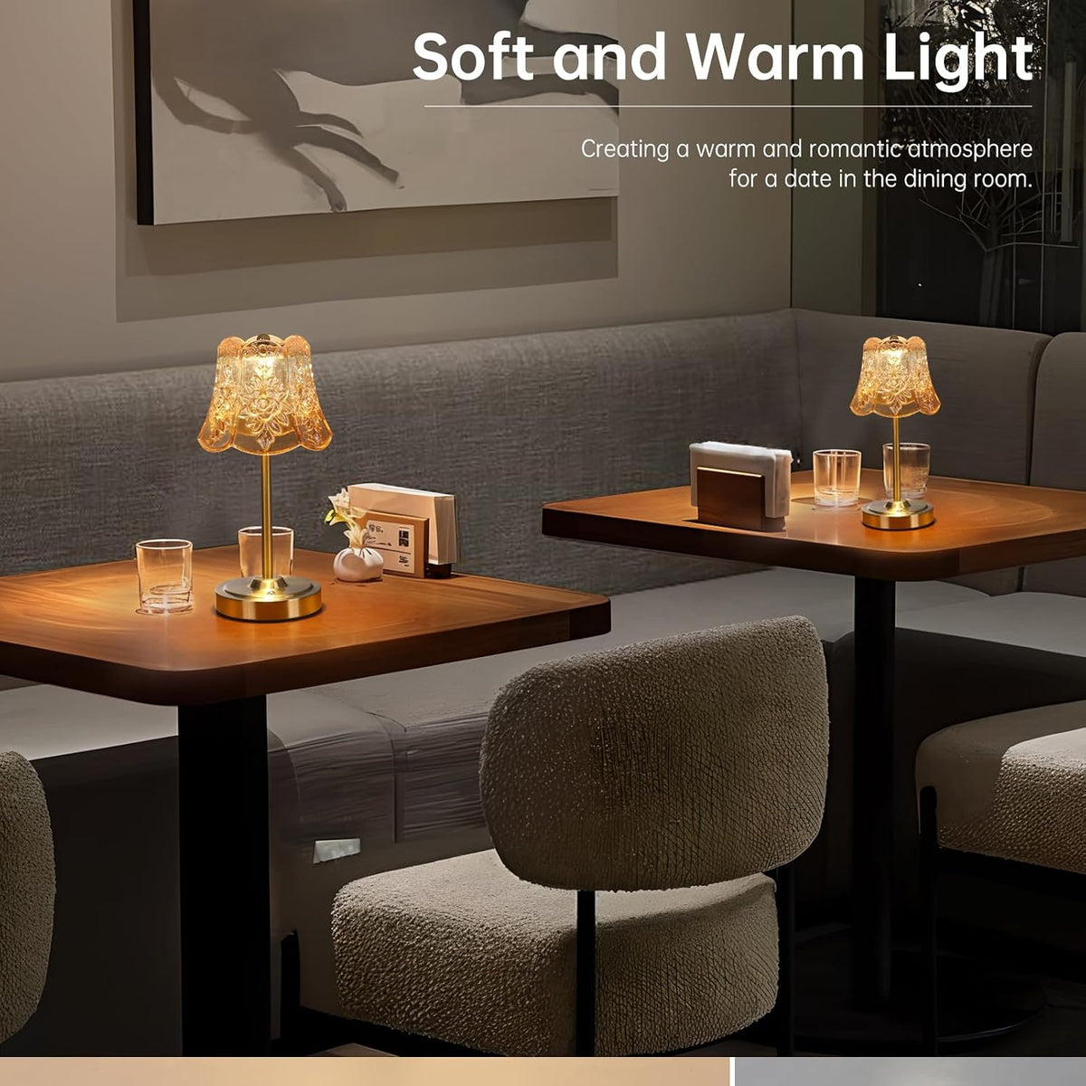 Shenmoyl Set of 2 Cordless Touch Table Lamp with 5200mAh Battery - 3 Adjustable Color Temperatures & Dimmable