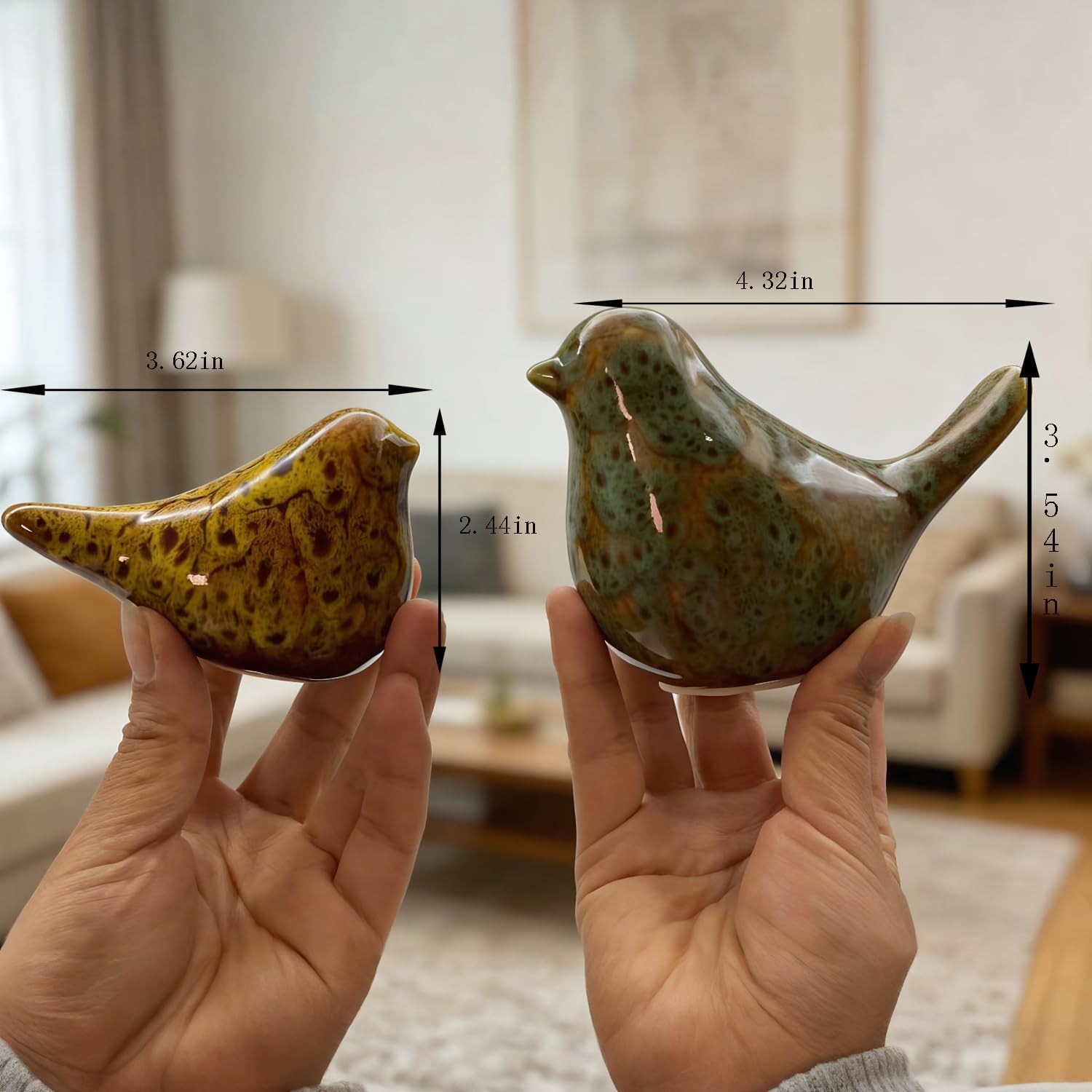 Two-piece set of parent-child bird statues / Kiln Color Change