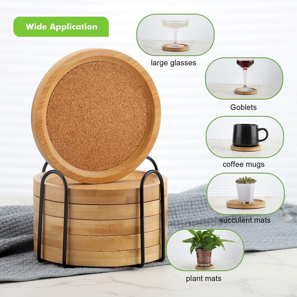 Holder / Bamboo Coasters for Drinks Coaster Sets Rustic / Set of 6