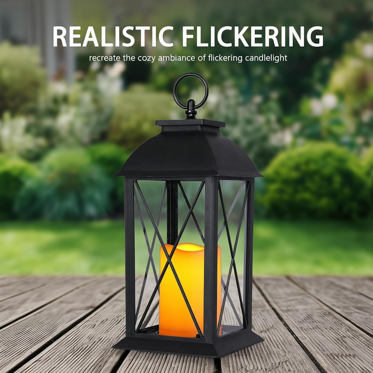 Bdor 13 Inch Outdoor Decorative Lanterns with LED Candle Timer 2 Pack Cross | Battery powered convenience, cozy