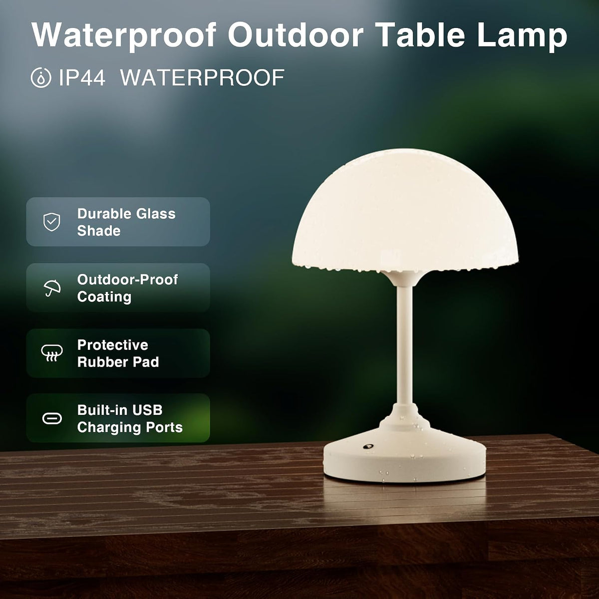 Mushroom Lamp Cordless Lamp Table Lamp,Outdoor Waterproof Shower Lamps,5000mAh Rechargeble Battery Operated Dimmable