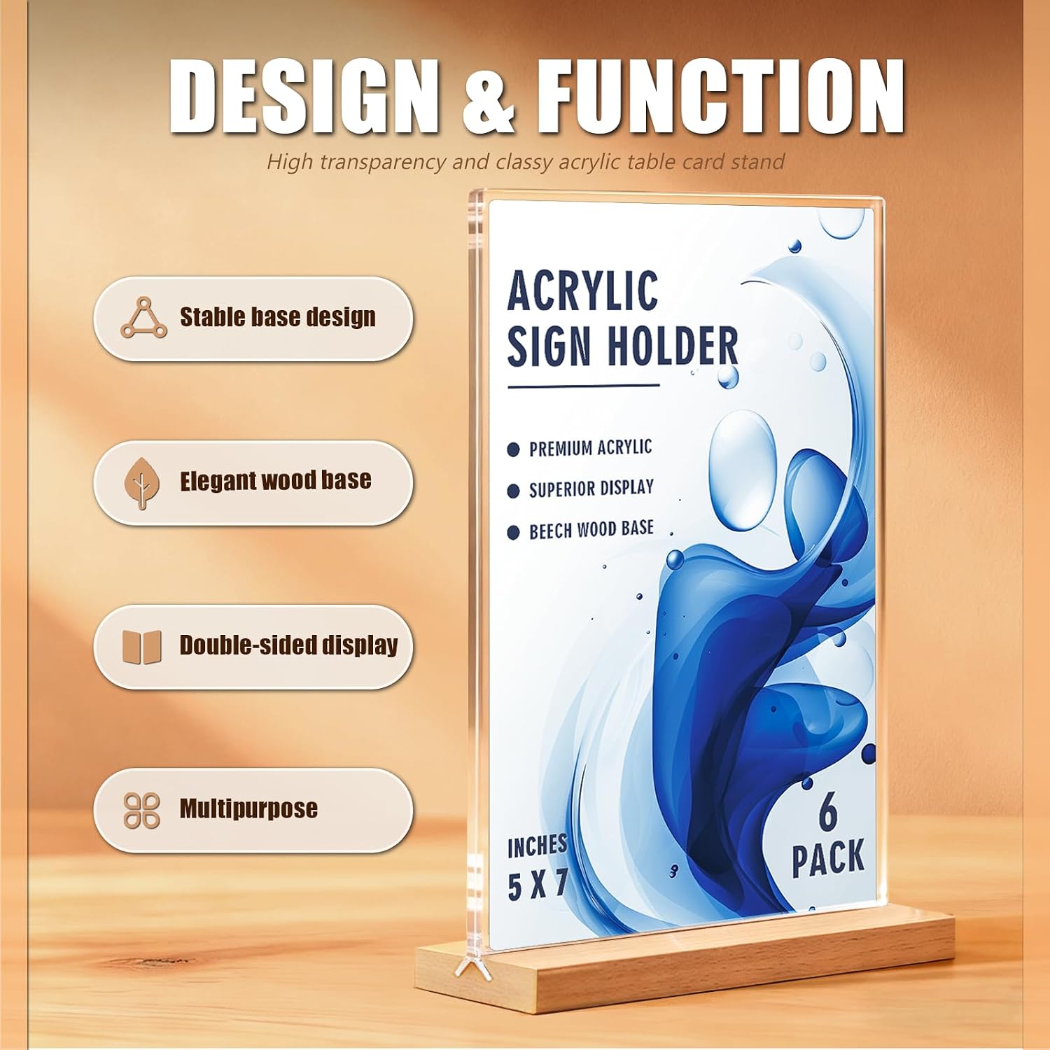 acrylic sign holder / 5*7 / 5 x 7 / Set of 6