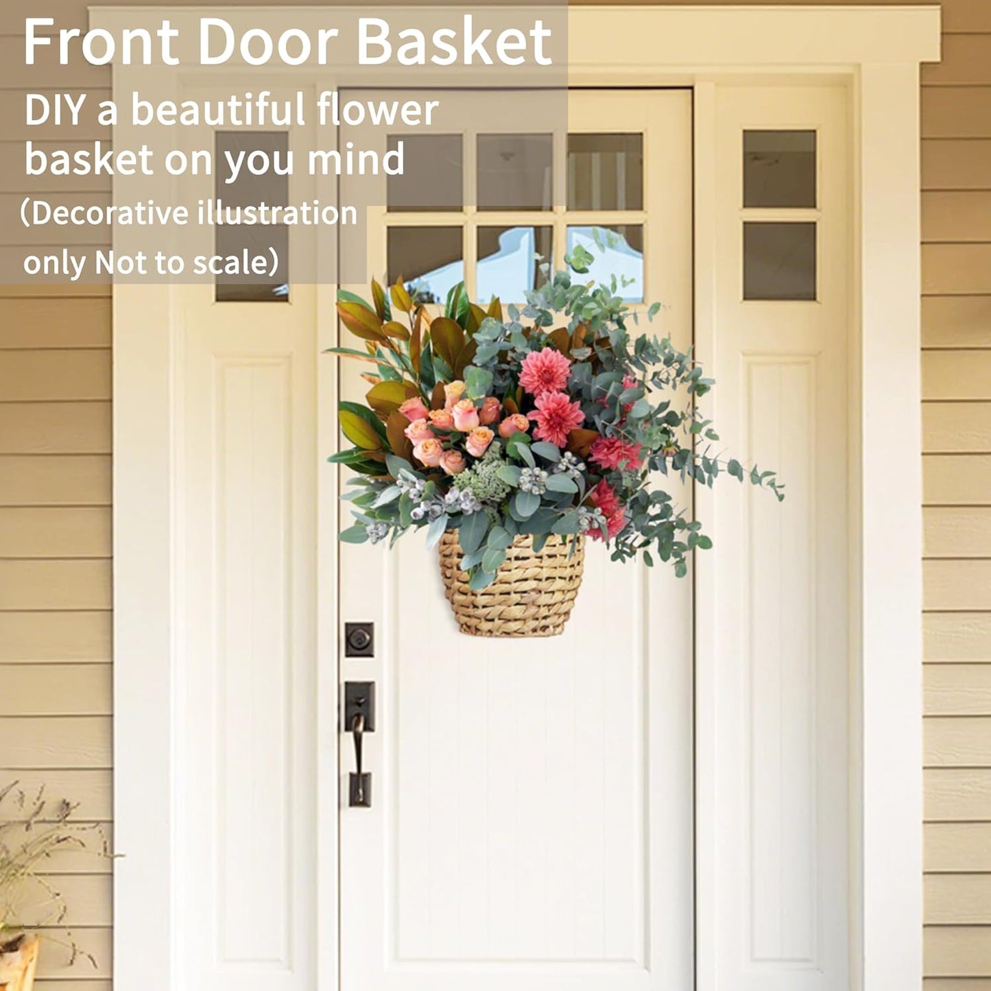 YRMT Water Hyacinth Woven Hanging Basket Wall Hanging Basket Decorative Front Door Basket Decor