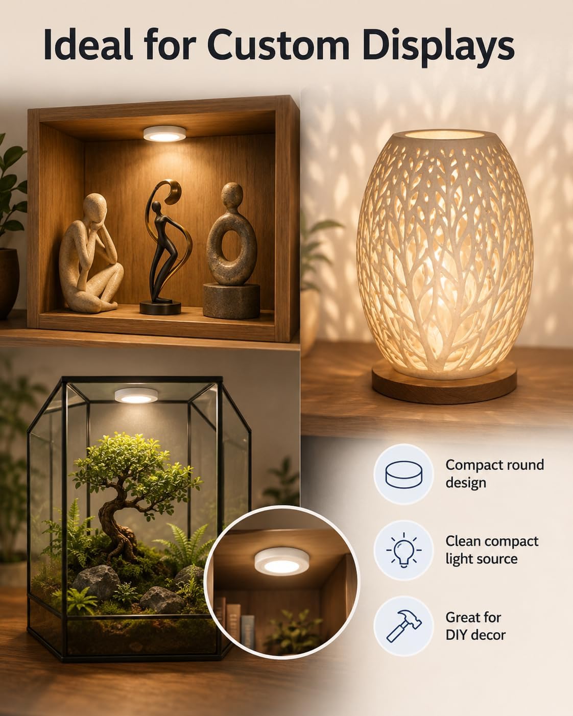 EZVALO LED Puck Lights, Rechargeable Stick On Tap Lights, Wireless Closet Light, 3 Color Temps, Under Cabinet Lights