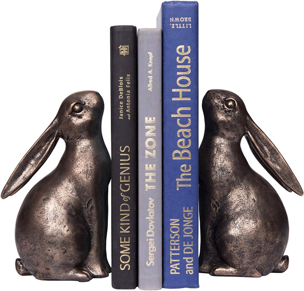Decorative Resin Rabbit Bookends / Bronze Color