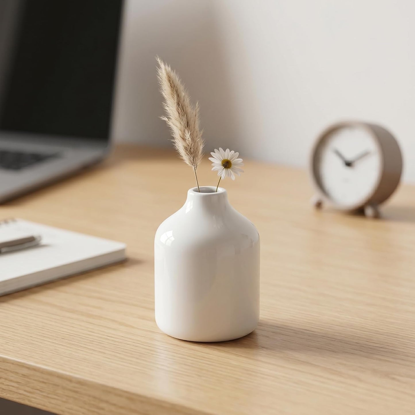 Ceramic Vase / Modern Minimalist Bottle Vase / White / 4 Inch