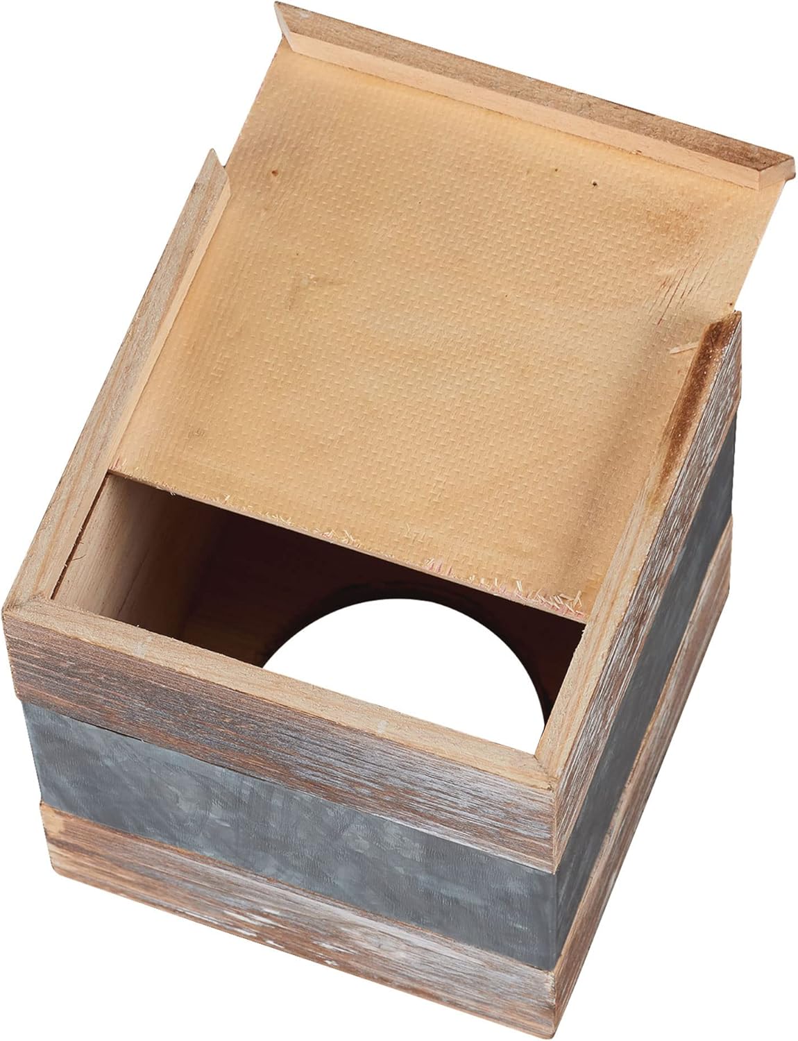 Rustic Metal and Distressed Wood Square Tissue Box Cover