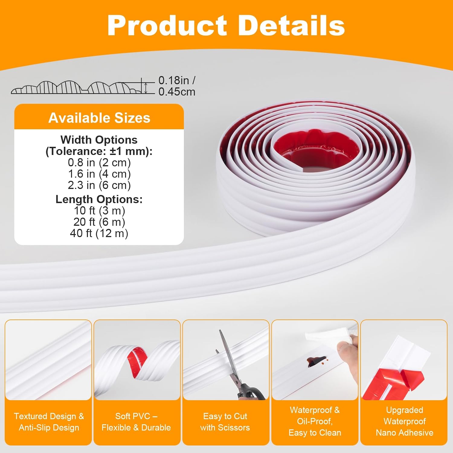 Flexible Peel and Stick Corner Molding Trim for Inside & Outside Corners / White / 1.6'' x 10 FT