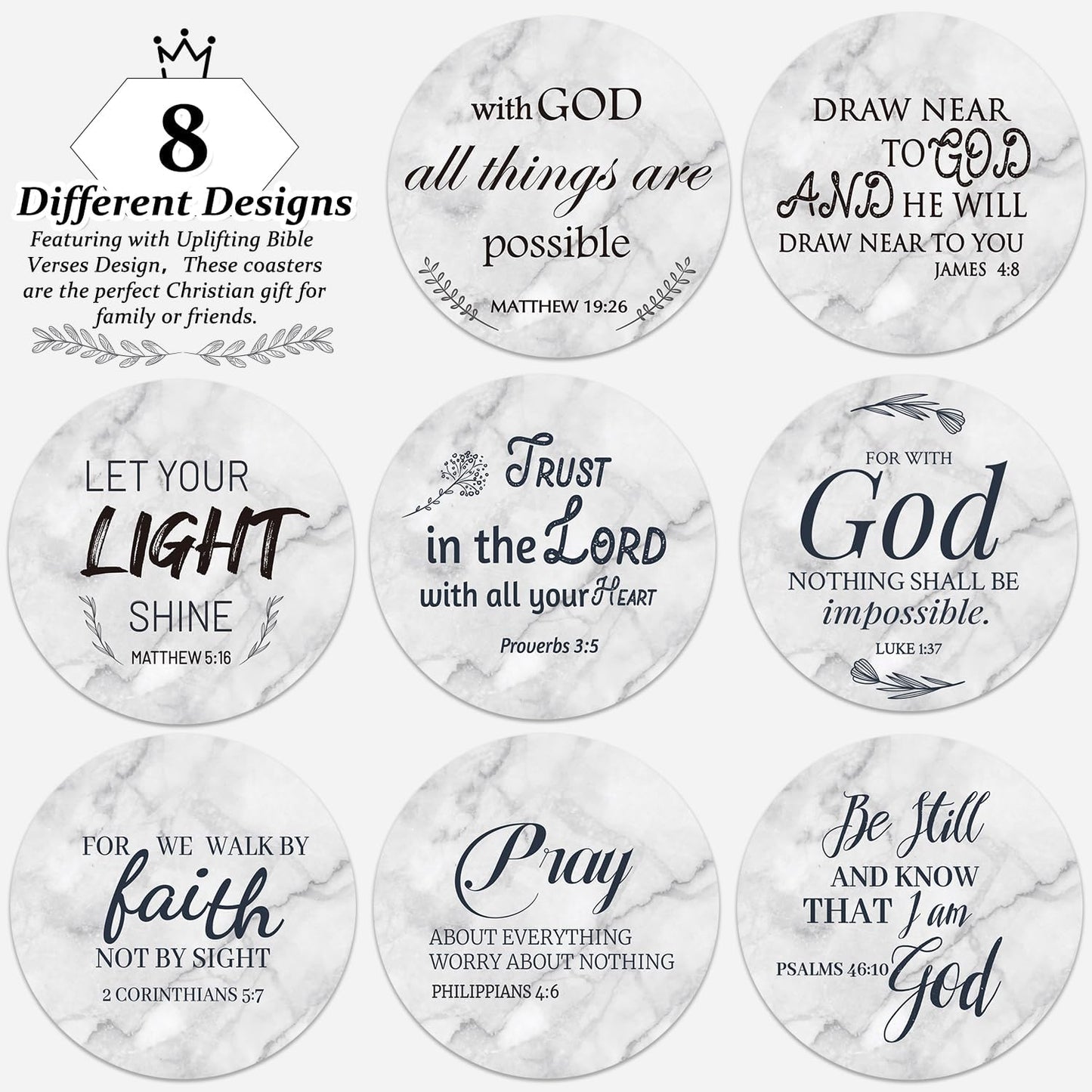 Holder / Absorbent Drink Coasters / Set of 8