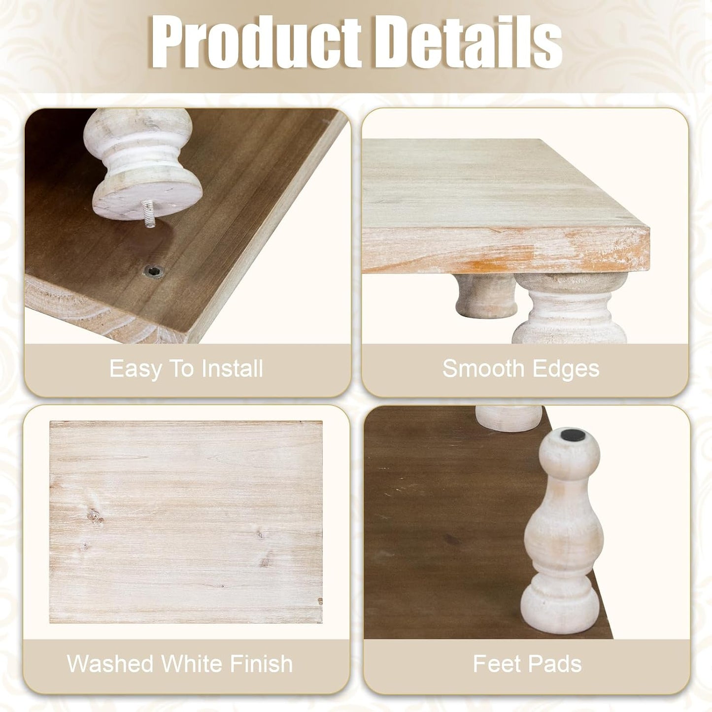 Rustic Wash White Tray Riser / Rectangle - Wash White