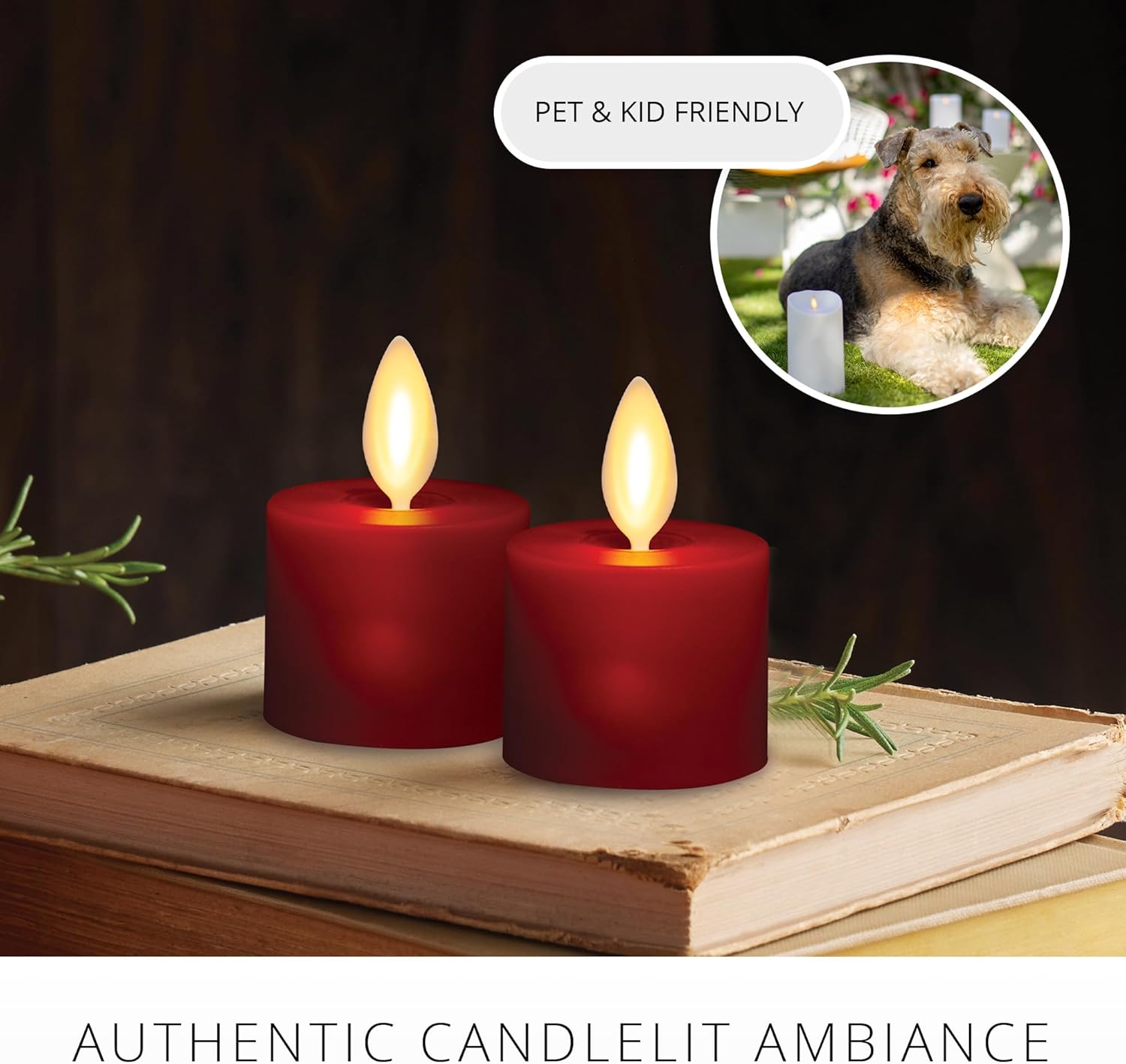 Luminara Moving Flame LED Flameless Tealight (1.4" x 2") Remote Ready Battery Operated Plastic LED Flameless Tea Light