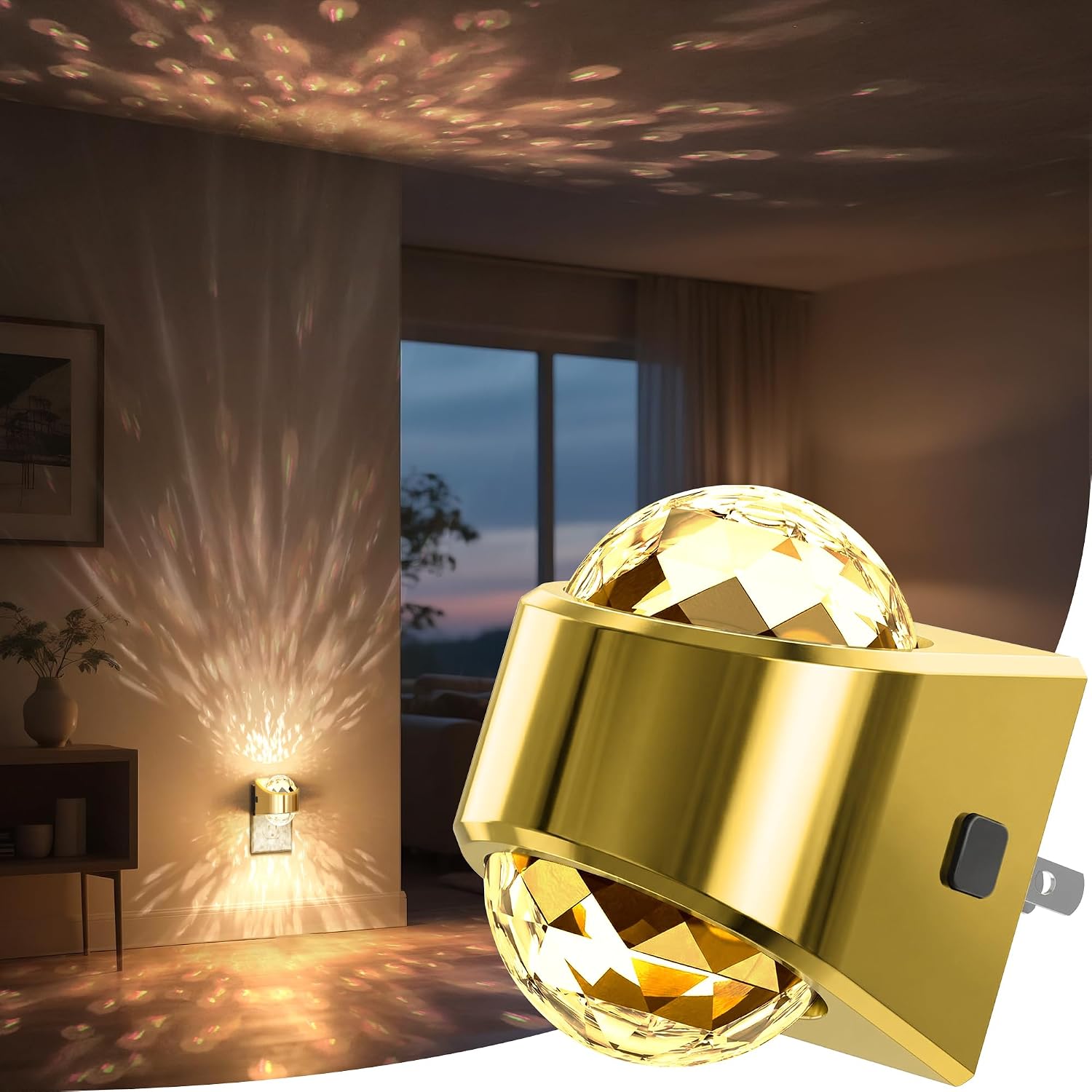 Briignite Night Light, Gold Night Lights Plug into Wall, LED Projector