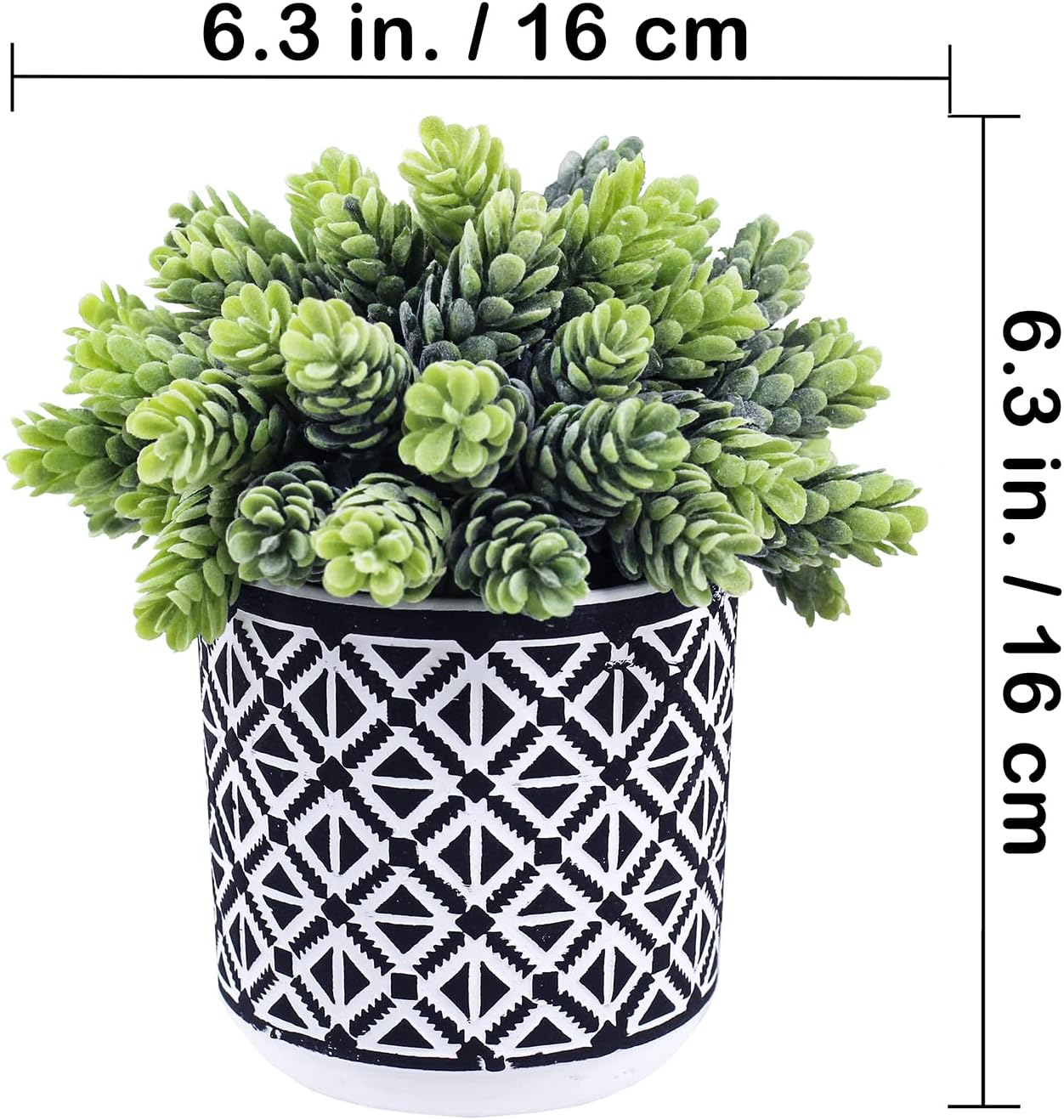 Small Potted Succulents Plants Artificial String of Pearls Aloe Hops Succulents / Black / Set of 3