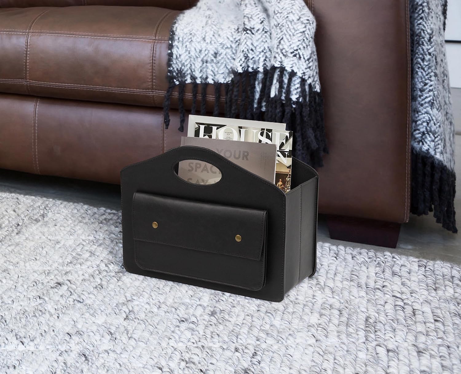 HofferRuffer Magazine Basket Holder, Foldable Magazine Rack, Document File Holder Organizer, File Folder, Newspaper