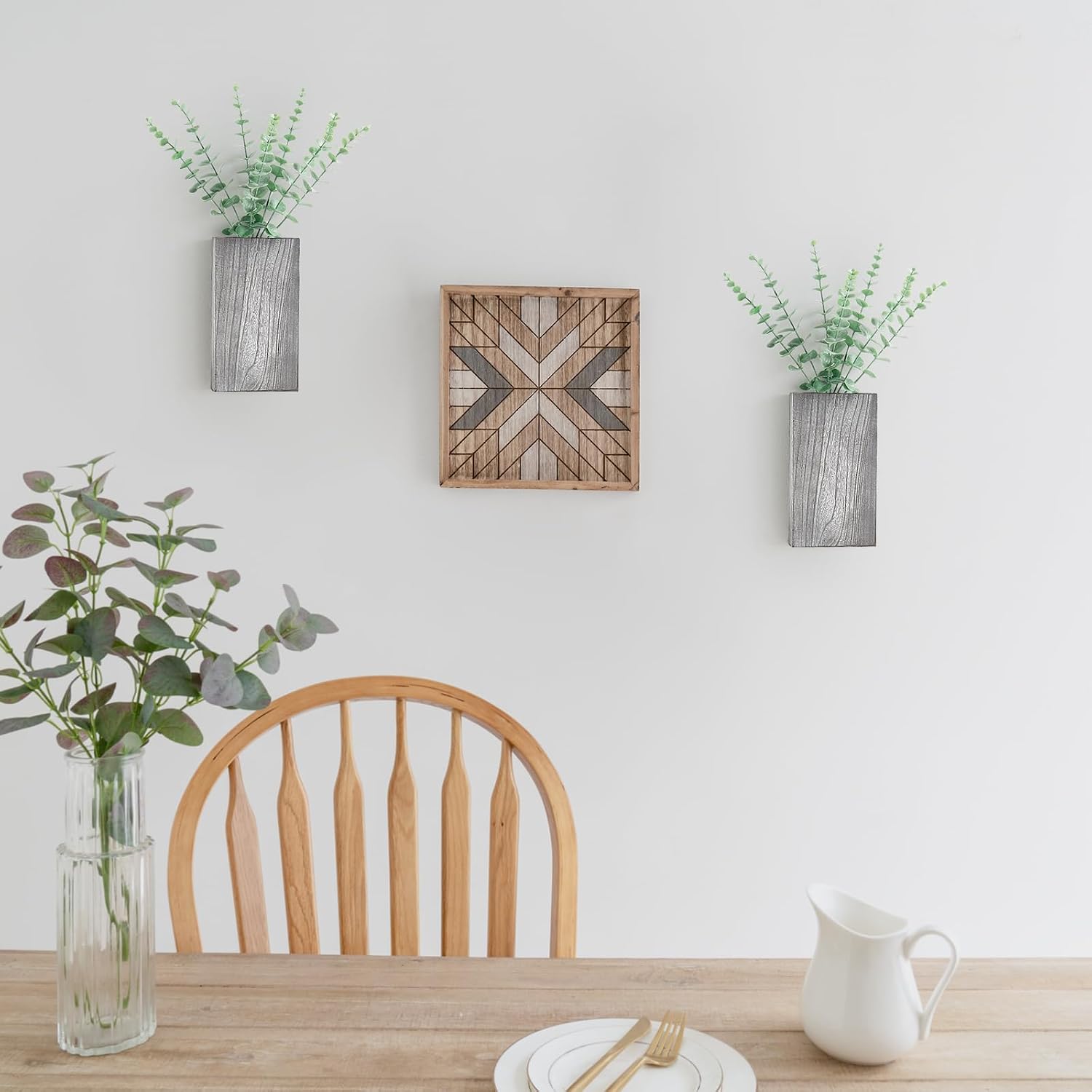 Wood Wall Planter Vase / Gray / Medium / Set of 2
