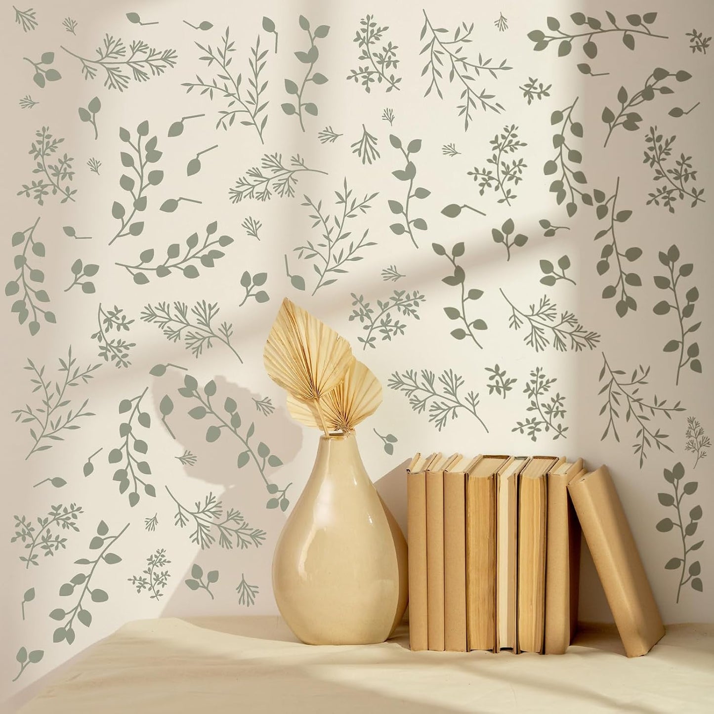 Green Leaf Wall Stickers Boho Eucalyptus Leaf Decals / Green A / Set of 126