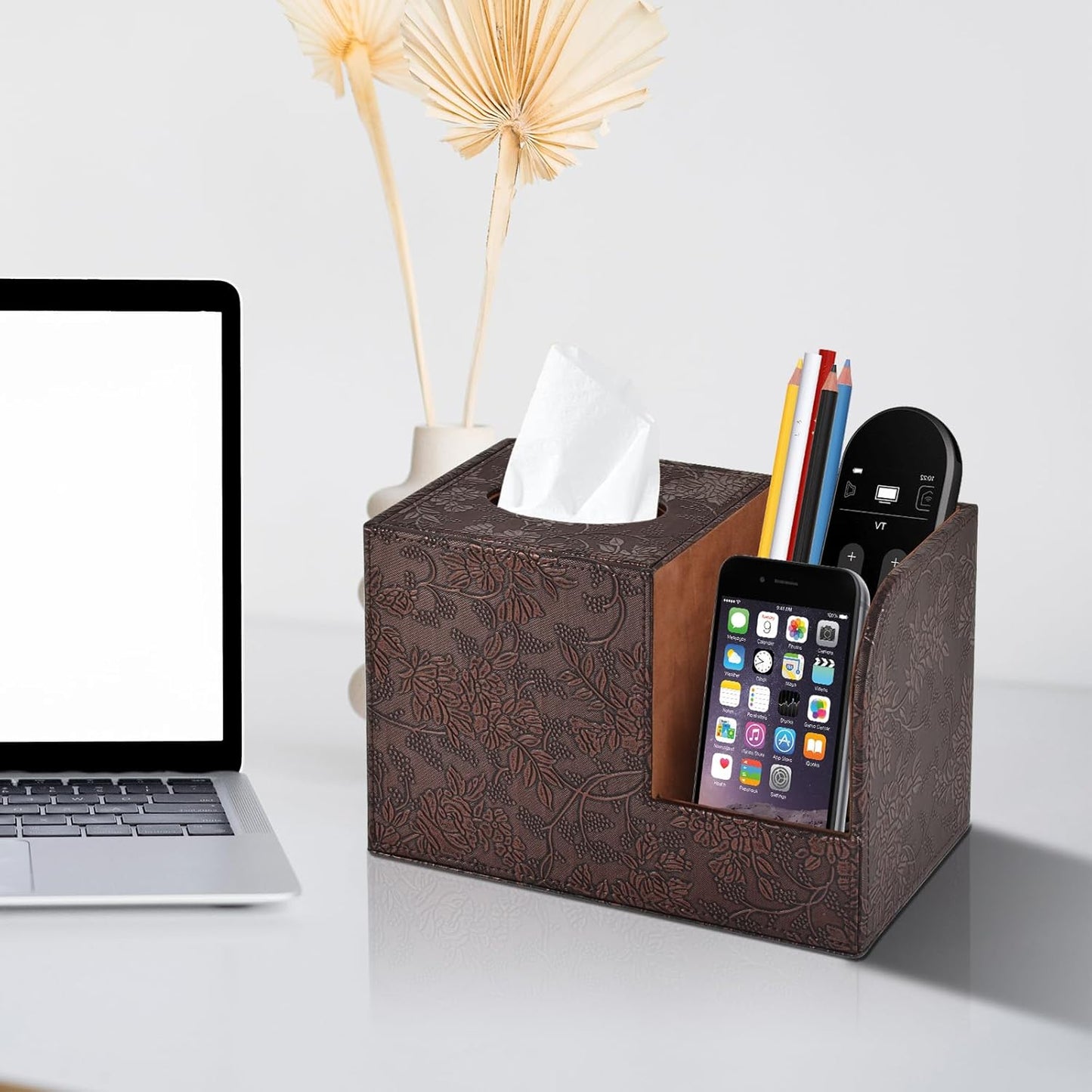 PU Leather Tissue Box Cover Square Tissue Holder Tissues Box Organizer / Retro