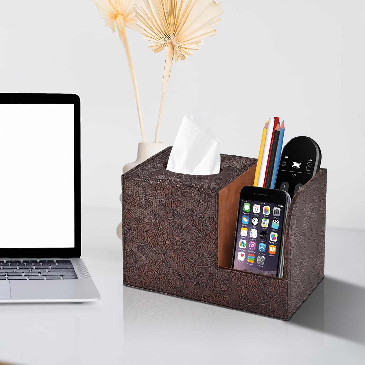 PU Leather Tissue Box Cover Square Tissue Holder Tissues Box Organizer / Retro